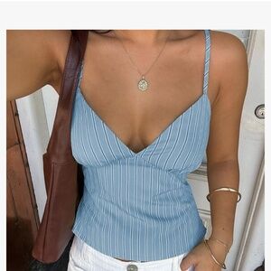 Blue Striped Women's tank Top